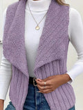 Open Front Fuzzy Vest Coat - CELIVINE