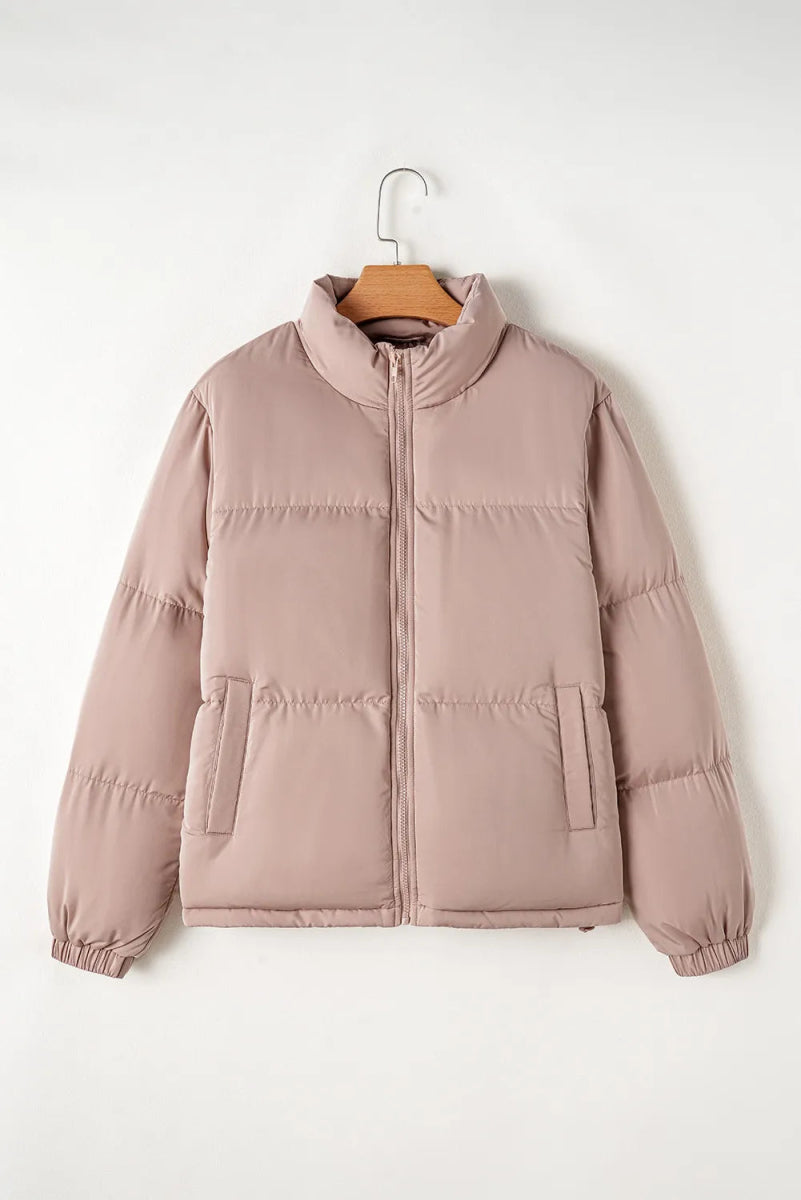Turtleneck Zip Up Long Sleeve Winter Coat - CELIVINE