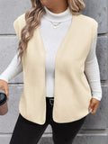 Full Size Open Front Vest Coat Plus Size - CELIVINE