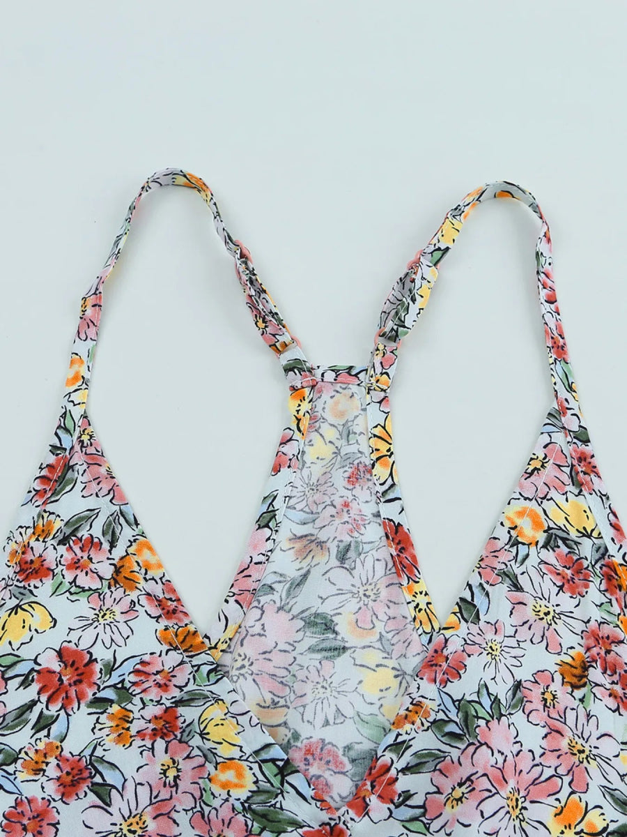 Floral Print Halter Cami - CELIVINE