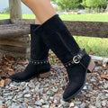 Point Toe Block Heels Boots - CELIVINE