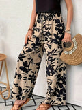 Printed Wide Leg Casual Pants - CELIVINE