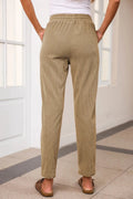 Drawstring Straight Pants with Pockets - CELIVINE