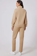 Half Snap Turtleneck Top and Pants Active Set - CELIVINE