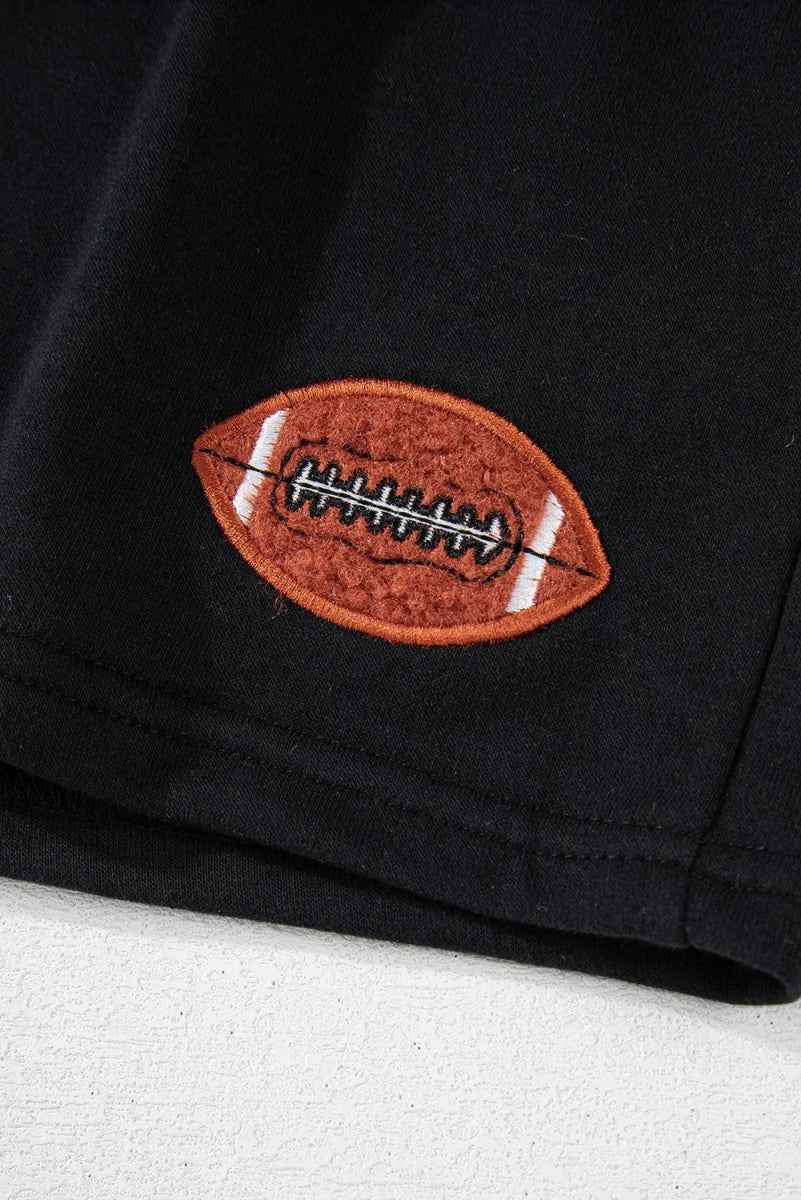 GAME DAY Football Round Neck Long Sleeve Top and Shorts Set - CELIVINE