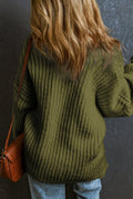 Ribbed Round Neck Dropped Shoulder Sweater - CELIVINE