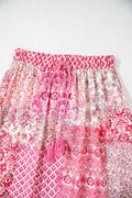 Printed Tassel Drawstring High Waist Maxi Skirt - CELIVINE