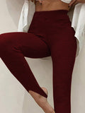 Ribbed Mid Waist Leggings - CELIVINE