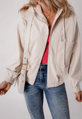 Pocketed Zip Up Long Sleeve Hooded Jacket - CELIVINE