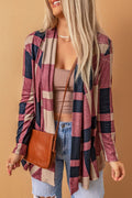 Plaid Open Front Cardigan - CELIVINE