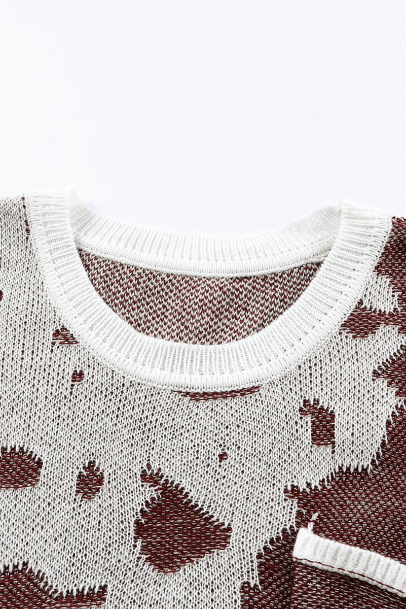 Contrast Round Neck Drop Shoulder Sweater - CELIVINE
