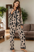 Button Up Long Sleeve Top and Pants Lounge Set - CELIVINE