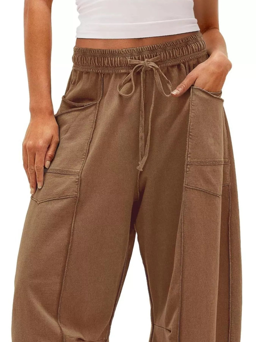 Drawstring Wide Leg Pants - CELIVINE