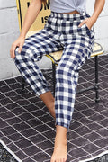 Perfee Plaid Elastic High Waist Cargo Pants - CELIVINE