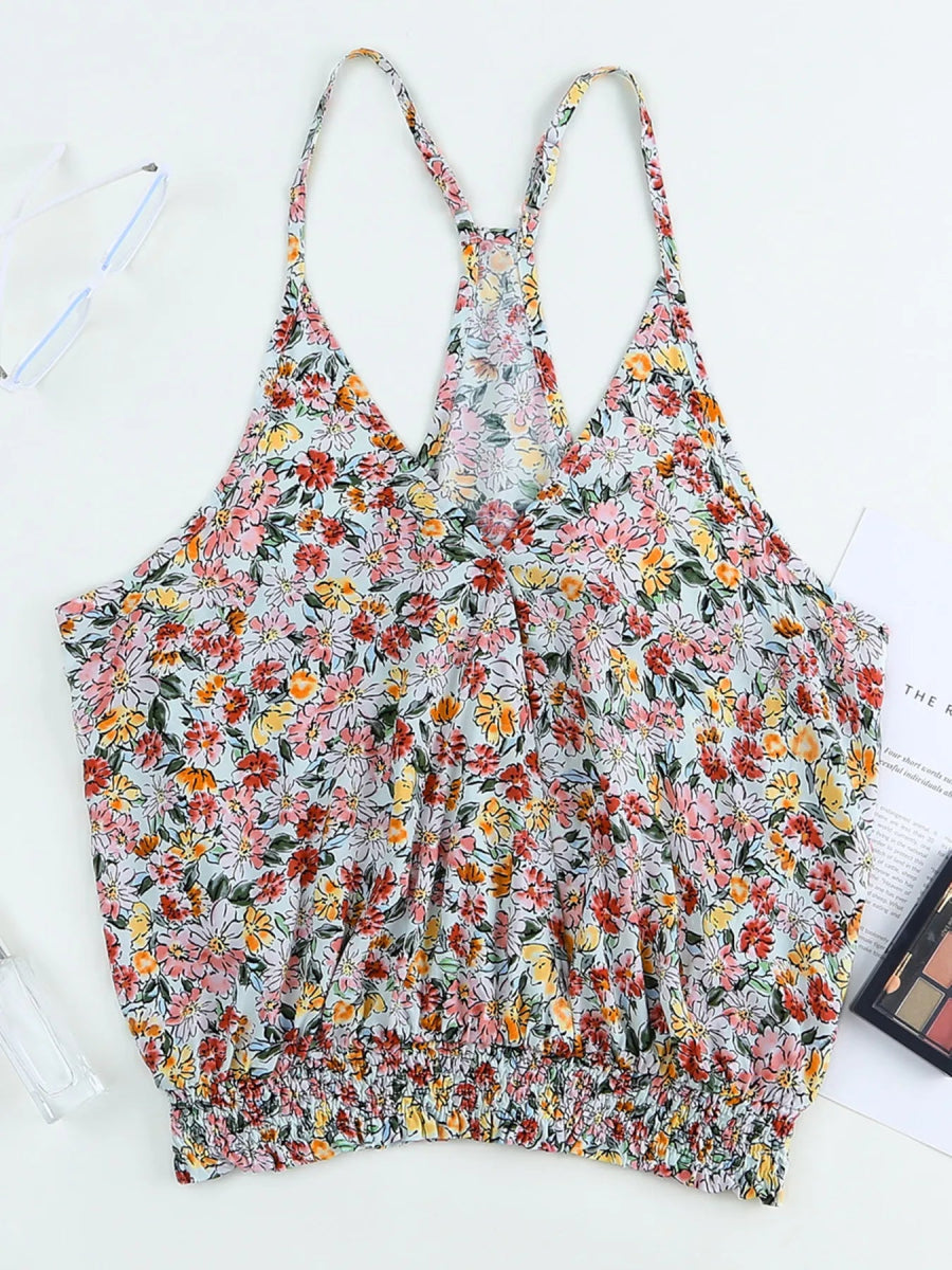 Floral Print Halter Cami - CELIVINE