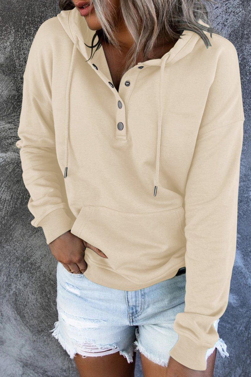 Dropped Shoulder Long Sleeve Hoodie with Pocket - CELIVINE