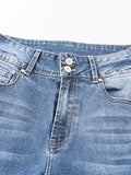 High Waist Distressed Straight Leg Jeans - CELIVINE
