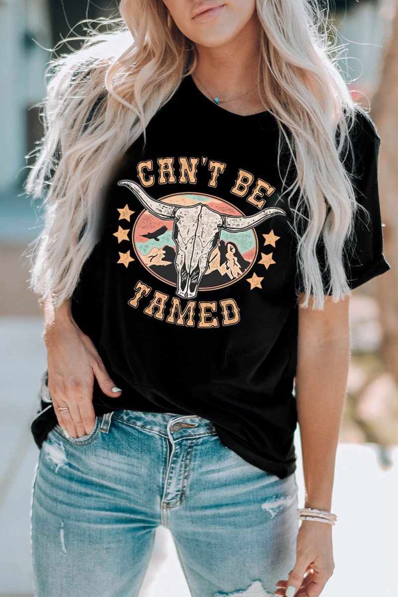 CAN'T BE TAMED Graphic Short Sleeve Tee - CELIVINE