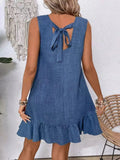 Ruffled Hem Round Neck Sleeveless Dress - CELIVINE