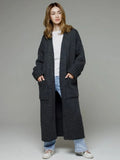 Pocketed Open Front Dropped Shoulder Cardigan - CELIVINE