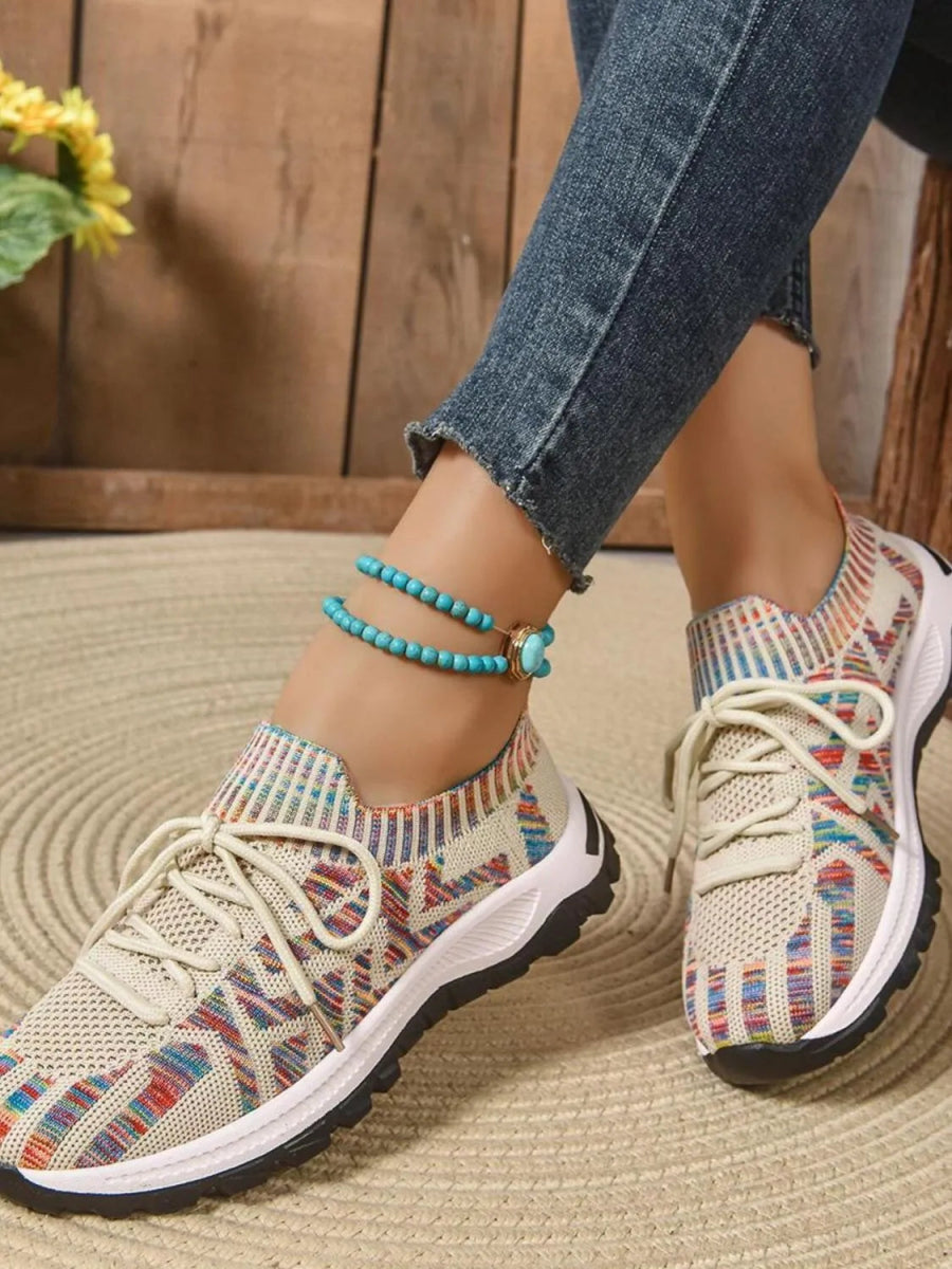 Mesh Knit Lace Up Athletic - CELIVINE