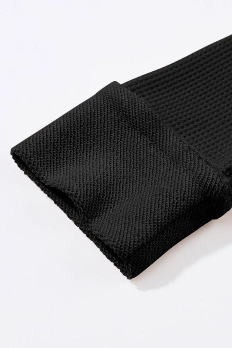 Waffle Knit Button Front Dress - CELIVINE