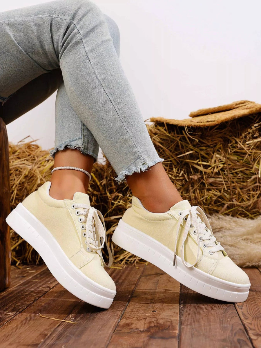 Lace Up Platform Sneakers - CELIVINE
