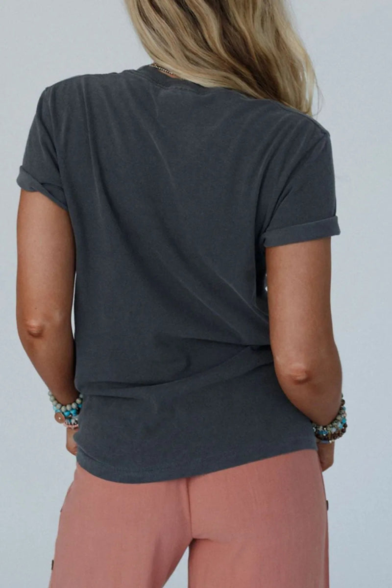 RISE WITH THE SUN Graphic Round Neck Short Sleeve T-Shirt - CELIVINE