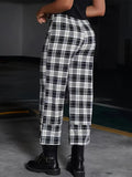 Full Size Plaid High Waist Pants - CELIVINE