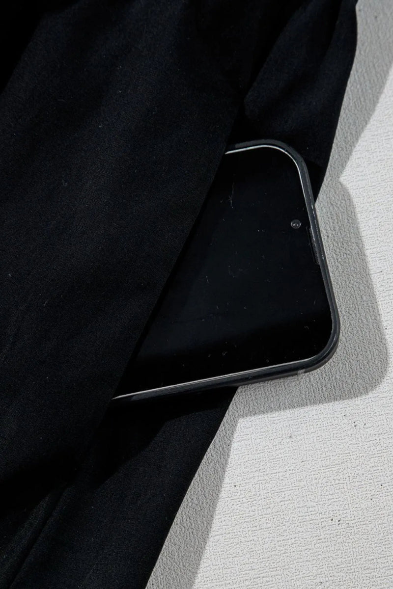 V Neck Ruffled Cap Sleeve Smocked Maxi Dress - CELIVINE