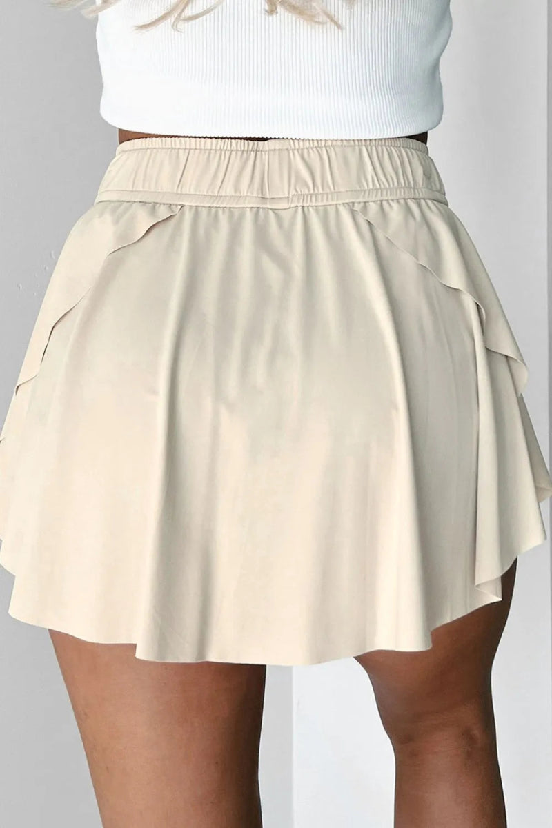 Drawstring High Waist Lined Active Skorts - CELIVINE