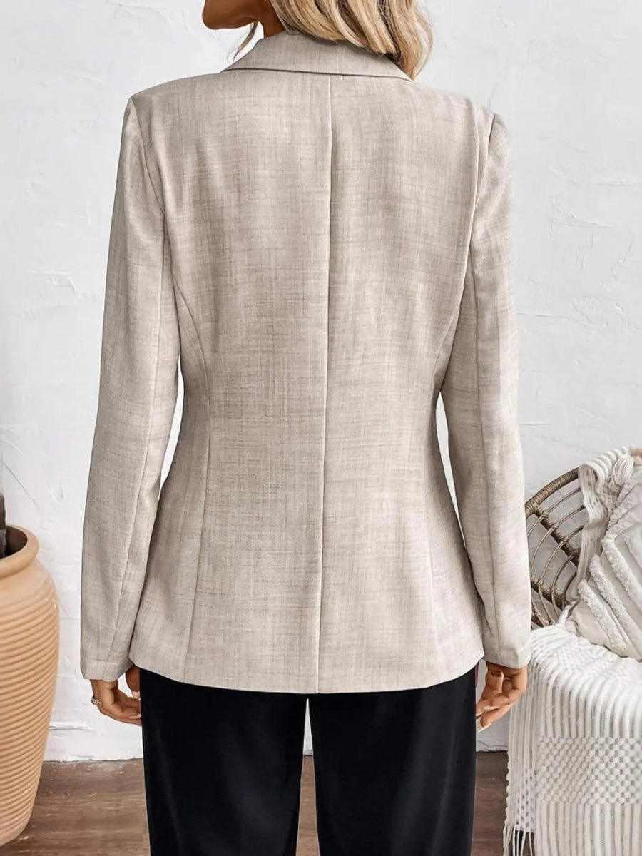 One Button Lapel Collar Blazer - CELIVINE
