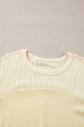 Waffle - Knit Round Neck Long Sleeve Top - CELIVINE