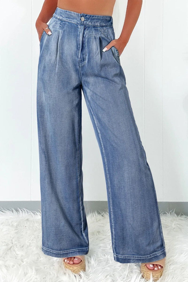 High Waist Wide Leg Jeans - CELIVINE