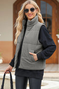 Pocketed Zip Up Turtleneck Vest Coat - CELIVINE