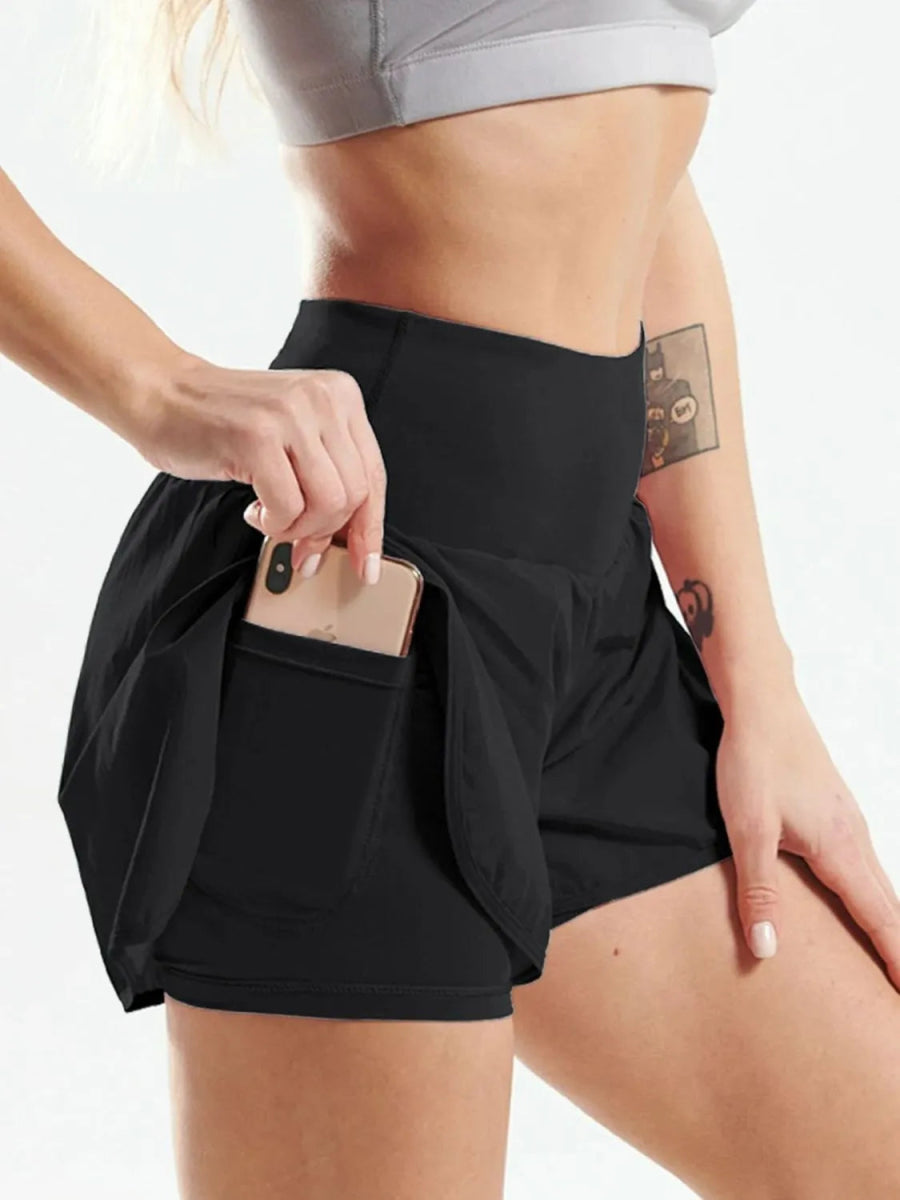 Pocketed High Waist Active Shorts - CELIVINE