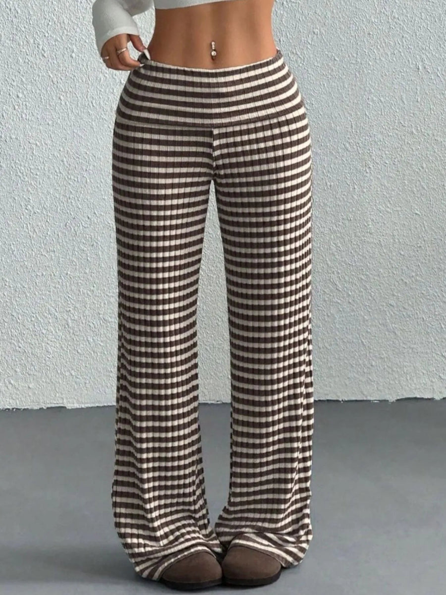 Striped Wide Leg Pants - CELIVINE