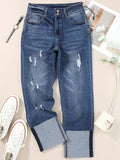 High Waist Distressed Straight Leg Jeans - CELIVINE