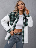 Plaid Collared Neck Button Down Jacket - CELIVINE