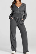 Zip - Up Hoodie and Pants Active Set - CELIVINE