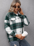 Plaid Long Sleeve Shirt Jacket - CELIVINE