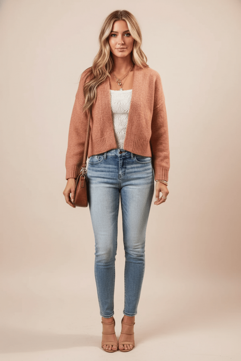 Slit Open Front Dropped Shoulder Cardigan - CELIVINE