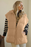 Zip Up Vest Coat with Pockets - CELIVINE