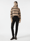 Heart Turtleneck Dropped Shoulder Sweater - CELIVINE