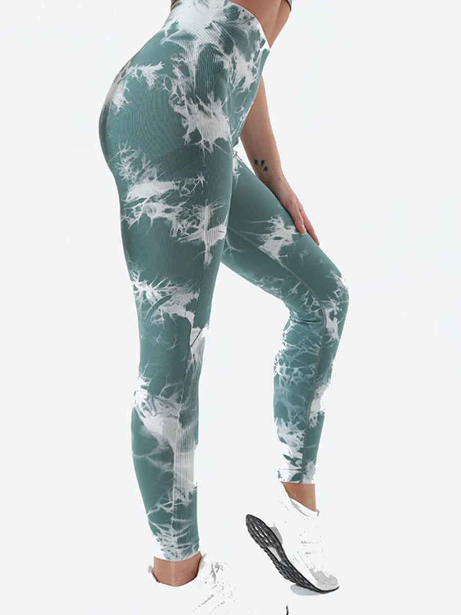 Tie - Dye High Waist Active Leggings - CELIVINE