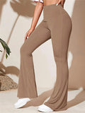 Full Size High - Waist Flare Active Pants Plus Size - CELIVINE