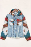Drawstring Hooded Pocketed Denim Jacket - CELIVINE