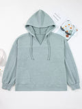 Ribbed Drop Shoulder Knit Hoodie - CELIVINE