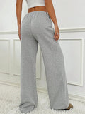 Striped Wide Leg Drawstring Pants - CELIVINE