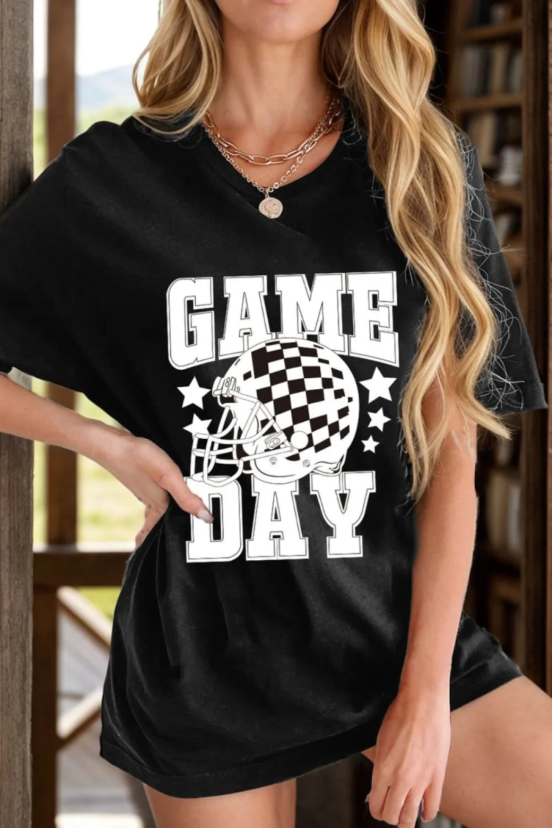 GAME DAY Round Neck Short Sleeve T-Shirt - CELIVINE